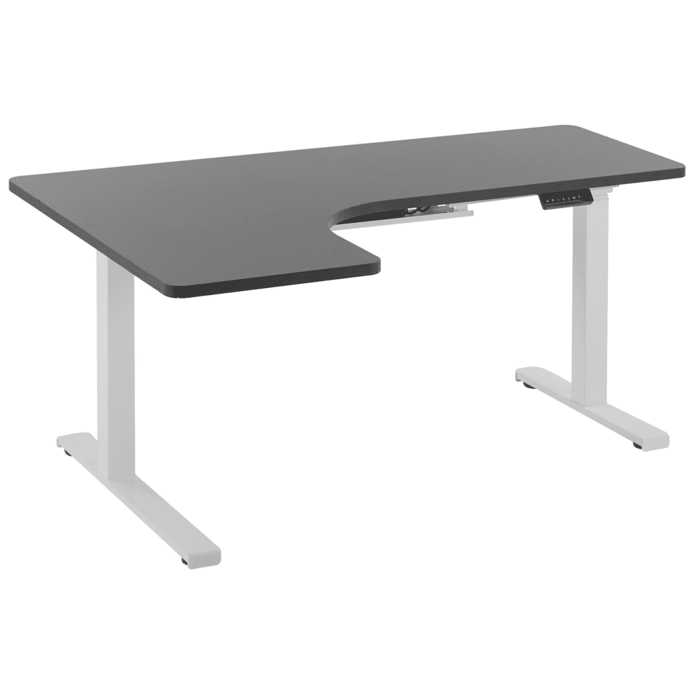 Beliani Elektricky nastaviteľný stôl ľavostranný 160 x 110 cm biely/čierny DESTIN II